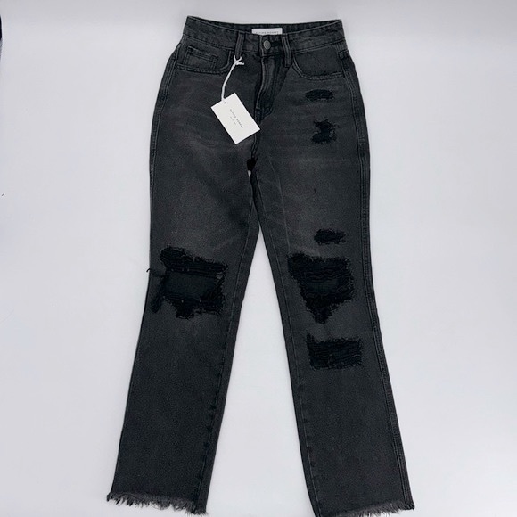 NWT Flying Monkey black distressed ankle length jeans size 24 - Picture 1 of 9